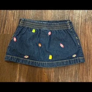 Gymboree jean skirt with embroidered candy
